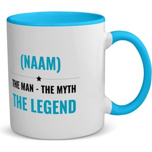 Akyol - the man the myth the legend met je eigen naam koffiemok - theemok - blauw - Legendary - iemand die een legend is - de man - myth - mythe - legendarisch - verjaardagscadeau - verjaardag - cadeau - kado - geschenk - gift - 350 ML inhoud