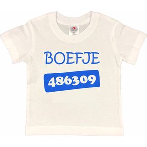 T-shirt Kinderen ""Boefje 486309"" | korte mouw | wit/blauw | maat 86/92 (XXS)