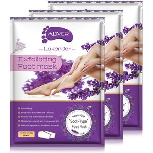 3 x paar Lavendel Voetmasker / Eeltsokken (6 stuks) – Eeltverwijderaars – Voetenmasker - Peeling Sokken