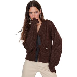 Trendyol Gelimiteerde Editie Beige Zachte Textuur Lint/Strik Gedetailleerde Haar Gebreide Trui Twoaw22Kz1947