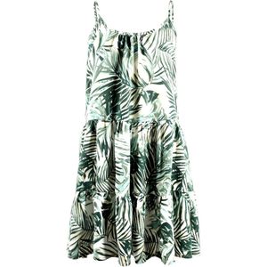 Zomerjurken dames- Korte Strandjurken Ibiza stijl | Wit Palmblad | Maat M/38