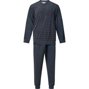 Gentlemen - warme heren badstof pyjama 114261 - V-hals - donkerblauw - maat M
