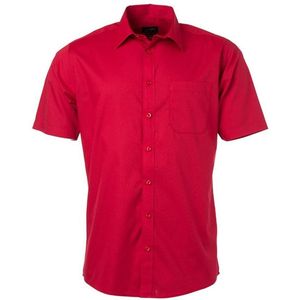 James and Nicholson Herenshort Poplin Shirt met korte mouwen (Rood)