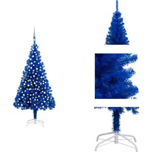 vidaXL Kunstkerstboom - Blauw - 240 cm - LED-verlichting - PVC - Decoratieve kerstboom