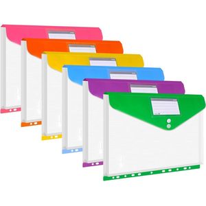 Documentenmap A4 - 24 stuks in 6 kleuren | Driedimensionaal ontwerp, met bindgaten | Organiseer tot 270 papieren certificate holder