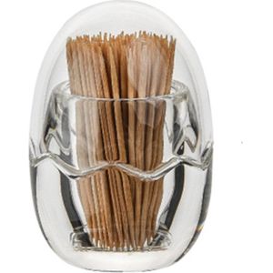 2-delige acryl tandenstokerhouder, eivormig tandenstokerdoosje, transparant tandenstokerdoosje, tandenstoker opbergdoosje, geschikt voor restaurants, bars (transparant)