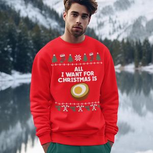 Groningen Kersttrui Rood All I Want For Christmas Is Eierbal - Maat XS - Uniseks Fit - Kerstkleding Voor Dames & Heren