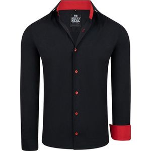 Heren Overhemd Zwart – Rood - R-44 - KOSTA