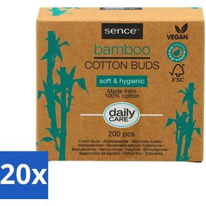 20 x Sence - Bamboe - Wattenstaafjes - Afbreekbaar & Vegan - 200 Wattenstaafjes - Bamboe Wattenstaafjes - Vegan Wattenstaafjes - Biologisch Afbreekbaar - Katoen Wattenstaafjes - Duurzame Verzorging