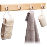 Relaxdays ophanghaken bamboe - haakjes voor handdoeken - wandhaken garderobe - badkamer - M
