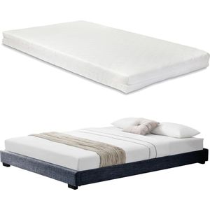 In And OutdoorMatch Modern Bedframe Karson - Stof - Met matras - 180x200 - Donkergrijs - Klassiek design