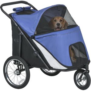 Hondenwagen voor middelgrote en grote honden - Inklapbare hondenbuggy met netvensters en grote wielen