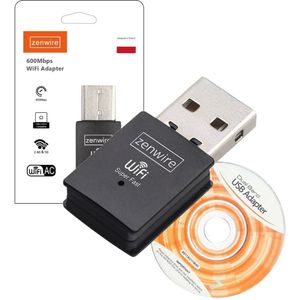 Zenwire WD-AX302 - Adapter Netwerkkaart - USB 2.0 - WiFi 600Mb - Buiten 5Ghz Adapter -Laptop & Computer - Snelle Netwerkkaart Integrierte Antenne - 2.4GHz & 5GHz