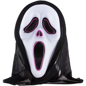 Halloween/Horror thema verkleed masker - Scream/Ghostface - volwassenen - met kap - met LED licht