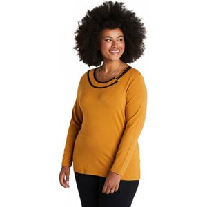 Vloeiend t-shirt met ronde hals en strassteentjes