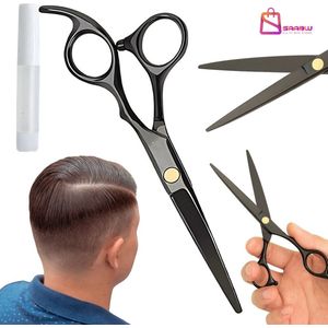 Kappersschaar – Knipschaar 17 cm – Voor Haar Knippen & Modelleren – Zwart – kappersset – trimmer – schaar – 75334