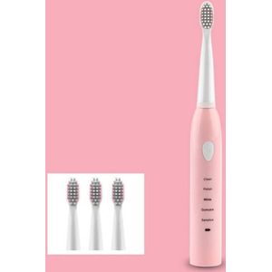 Ultrasone elektrische tandenborstel, oplaadbare tandenborstel, wasbaar, whitening - roze