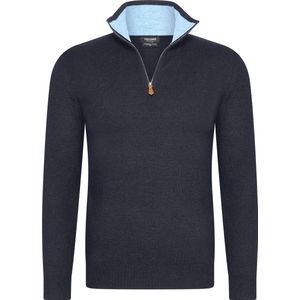 YVES ENZO Half Zip Heren sweater - Schipperstrui met rits - Coltrui Heren - Heren Trui - Maat S - Navy