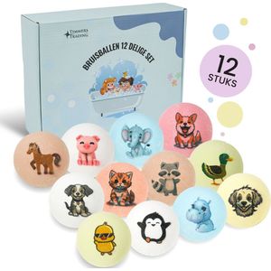 Bruisballen voor bad – XL maat – 12 unieke Dieren figuren – 100% Natuurlijk bruisballen kind - speciaal voor kinderen