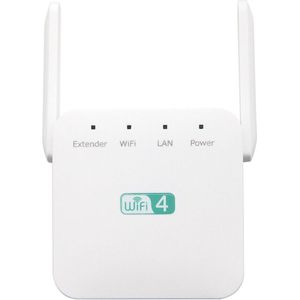 WiFi Extender - 300M 2.4GHz Dual Band Internet Versterker - WiFi Signaalversterker met 2 Antennes - Router, Repeater & AP-modus - Tot 10 Apparaten - Wit
