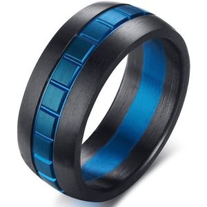 Heren ring Mendes Edelstaal Blue Grid 8mm-21mm