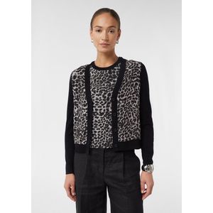 COMMA - Gebreid vest - Grafiet - Dierenprint