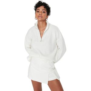 Trendyol Antraciet Koppel Zacht Gestructureerde Rits Breiwerk Trui Twoaw20Xs0009