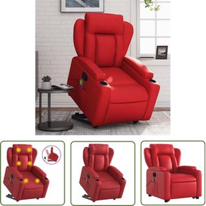vidaXL Massagestoel - Sta-op-stoel - Sta-op-massagestoel verstelbaar kunstleer rood - Elektrisch Bediend - Ergonomische Stoel - Relaxfauteuil