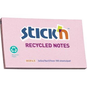 Stick'n recycled sticky notes - 76x127mm, pastel roze, 100 memoblaadjes