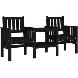vidaXL Tuinbank - Tuinbanken - Tuinmeubel - Loungebank Tuin - Tuinbank met tafel 2-zits massief grenenhout zwart