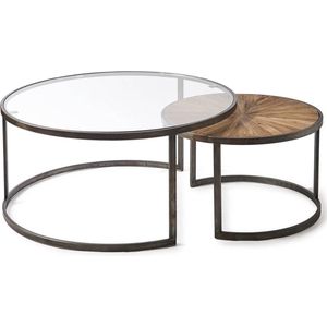 Riviera Maison Salontafel Glas - Cameron Table - Set Van 2 Stuks - Grijs