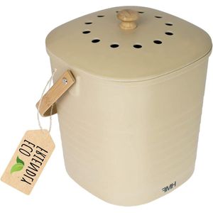 Geurdichte compostemmer met deksel - Duurzame bio-afvalemmer voor keuken - 6 liter - Beige