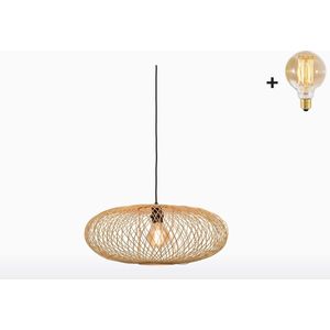 Hanglamp - CANGO - Bamboe - Naturel - 60x25cm - Met LED-lamp