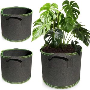 Pack van 3 Niet-Geweven Stof Planten Tassen met Handvatten – Fleece Groei Tassen voor Tomaten & Groentetuin