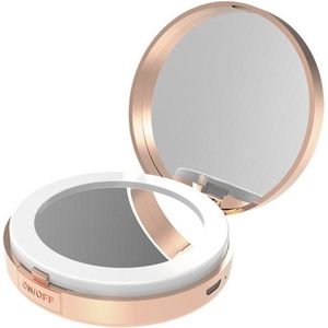 Ronde Make-Up Spiegel Met 3 kleuren LED oplaadbaar - Make Up Spiegel Oplaadbaar Met LED