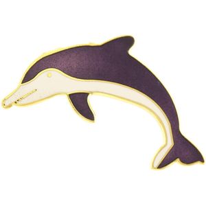 Behave® Broche dolfijn paars wit emaille