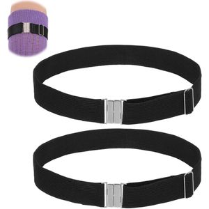 Dij jarretellegordel met verstelbare zwarte kousenband en grote maat dijband riem voor vrouwen - Elastische dijbanden voor beensieraden - Zwarte jarretellegordel en kousen set in maat XL/XXL.