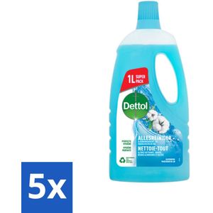 Dettol - Allesreiniger - Power & Fresh - Katoenfris - 1 liter - Bulkverpakking - 5 stuks