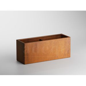 Adeqo cortenstaal plantenbak rechthoek met bodem 150 x 50 x 60 cm - bloembak cortenstaal - voortuin - buiten