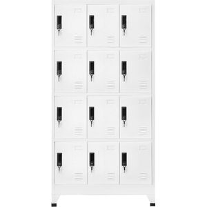 vidaXL Lockerkast 90x45x180 cm staal wit Lockerkast - Metalen Kast - Opbergkast - School Lockers - Kantoor Lockers