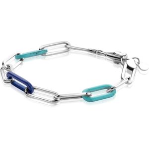Zinzi Zilverkleurige armband met paperclip schakels en trendy schakels 19 cm ZIA2456