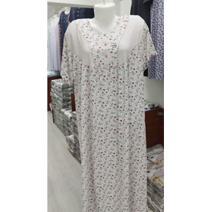 Nachthemd - korte mouw met bloemenprint - 100 % katoen