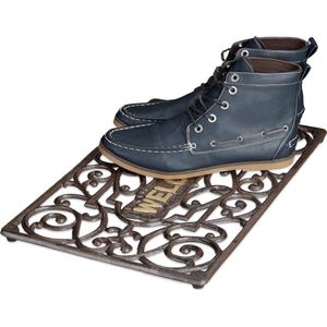 Relaxdays deurmat gietijzer - stabiele voetmat - landhuisstijl - droogloopmat - voetveger - B