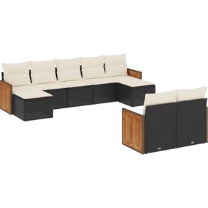 vidaXL 9-delige Loungeset - Poly Rattan - Zwart