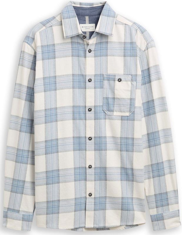 TOM TAILOR - Overhemd - Ecru/Royal Blue/Koningsblauw/Lichtblauw/Antraciet - Geruit - Lange Mouw