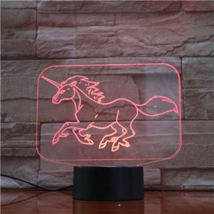 3D Led Lamp Met Gravering - RGB 7 Kleuren - Unicorn