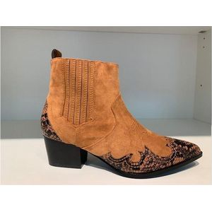 Enkellaars met Snakeprint Cognac - maat 39