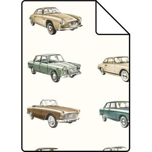 Proefstaal ESTAhome behang vintage auto's beige - 139546 - 26,5 x 21 cm