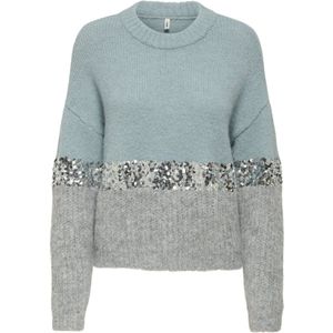 Only - Onlmaine Life Ls Sequin Block - Trui - Arona/sliver Seq - Dames