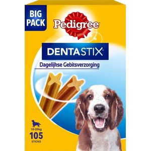 Pedigree Dentastix Kauwstaven - Gebitsverzorgende Hondensnacks - Medium - 105 stuks